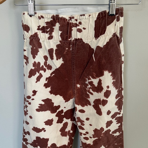 Show Me Your Mumu Cow Print Flare Pants XS Brown White Western Boho - Picture 2 of 5